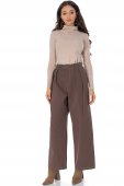 Pantaloni Dama Tip Culottes din Bumbac Maro Aimelia TR570