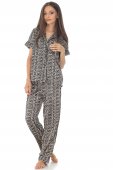 Pijama de dama, set, ROH, negru, din satin - TR428