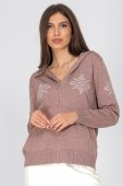 Pulover tricotat cu gluga Mink Roh BR2836