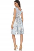 Rochie clos, albastru cu imprimeu florală si buzunare, Roh DR4746
