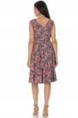 Rochie clos, Verde cu imprimeu florală si buzunare, Roh DR4747