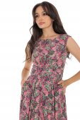 Rochie clos, Verde cu imprimeu florală si buzunare, Roh DR4747