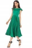 Rochie elegantă Closet, DR4514 Verde cu fusta plisată 