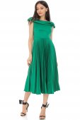 Rochie elegantă Closet, DR4514 Verde cu fusta plisată 