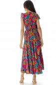 Rochie maxi înflorată Roh Dr4548 Multicolora din Viscoza cu buzunare