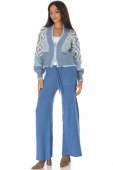 Pantaloni casual tricotată cu buzunare Albastru deschis ROH TR556