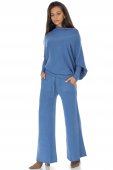Pantaloni casual tricotată cu buzunare Albastru deschis ROH TR556
