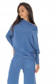 Pantaloni casual tricotată cu buzunare Albastru deschis ROH TR556