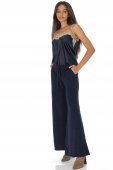 Pantaloni casual tricotată cu buzunare Bleumarin Roh TR558