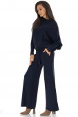 Pantaloni casual tricotată cu buzunare Bleumarin Roh TR558