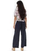 Pantaloni casual din in cu buzunare Albastru Roh TR575