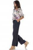 Pantaloni casual din in cu buzunare Albastru Roh TR575