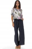Pantaloni casual din in cu buzunare Albastru Roh TR575