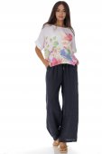 Pantaloni casual din in cu buzunare Albastru Roh TR575