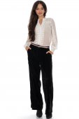 Pantaloni eleganti din catifea cu croiala dreapta Negru Aimelia TR563