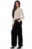 Pantaloni eleganti din catifea cu croiala dreapta Negru Aimelia TR563