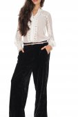 Pantaloni eleganti din catifea cu croiala dreapta Negru Aimelia TR563