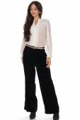 Pantaloni eleganti din catifea cu croiala dreapta Negru Aimelia TR563