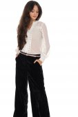 Pantaloni eleganti din catifea cu croiala dreapta Negru Aimelia TR563
