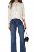  Blugi Dama Wide Leg din Denim cu Buzunare Patrate Roh TR572
