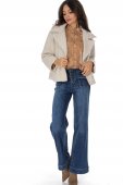  Blugi Dama Wide Leg din Denim cu Buzunare Patrate Roh TR572
