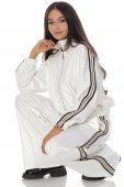 Compleu casual trening din crem cu dungi negre contrastante Roh TR589